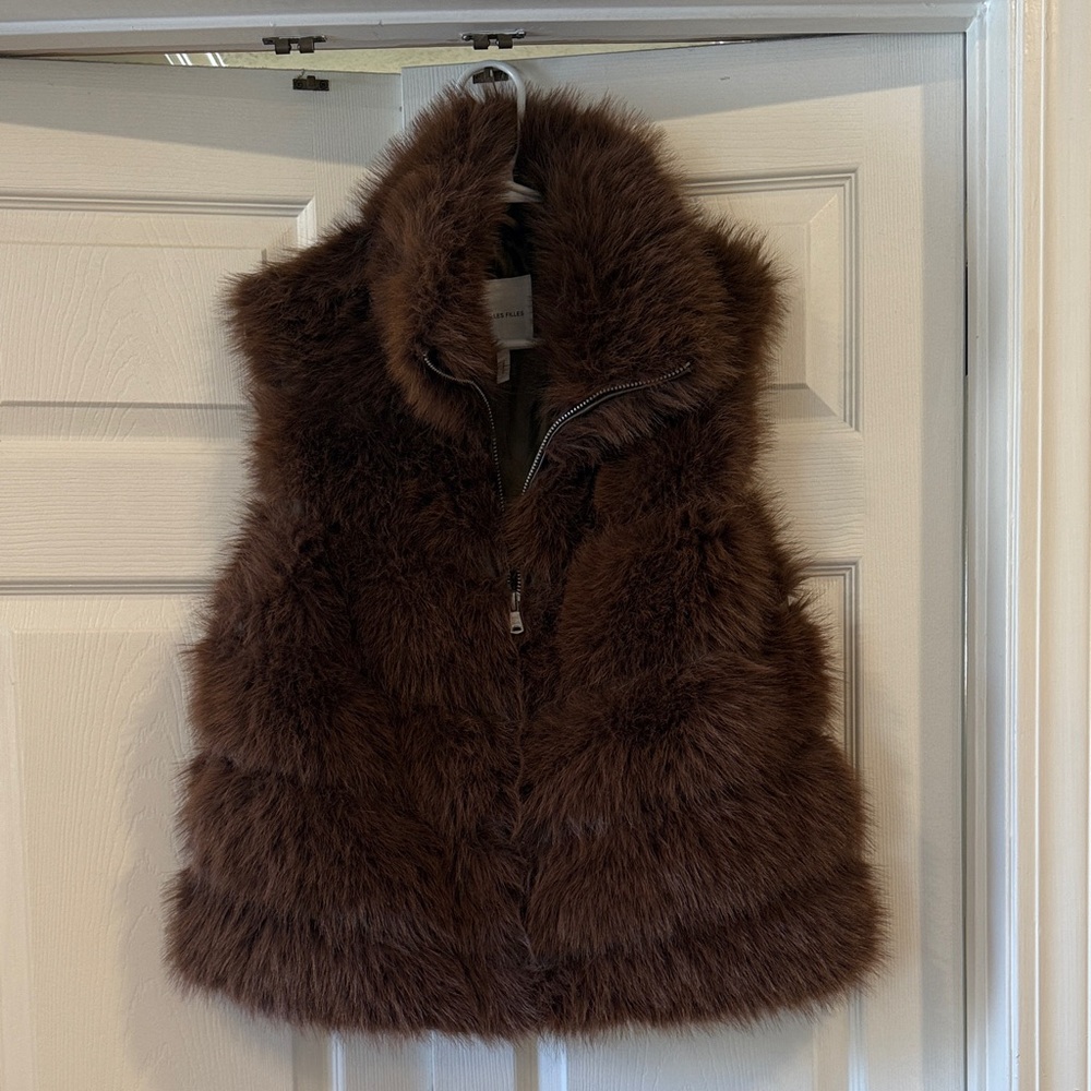 Avec Les Filles Chocolate Faux Fur Kids Vest